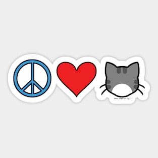 Peace Love Cats - Grey n White Sticker